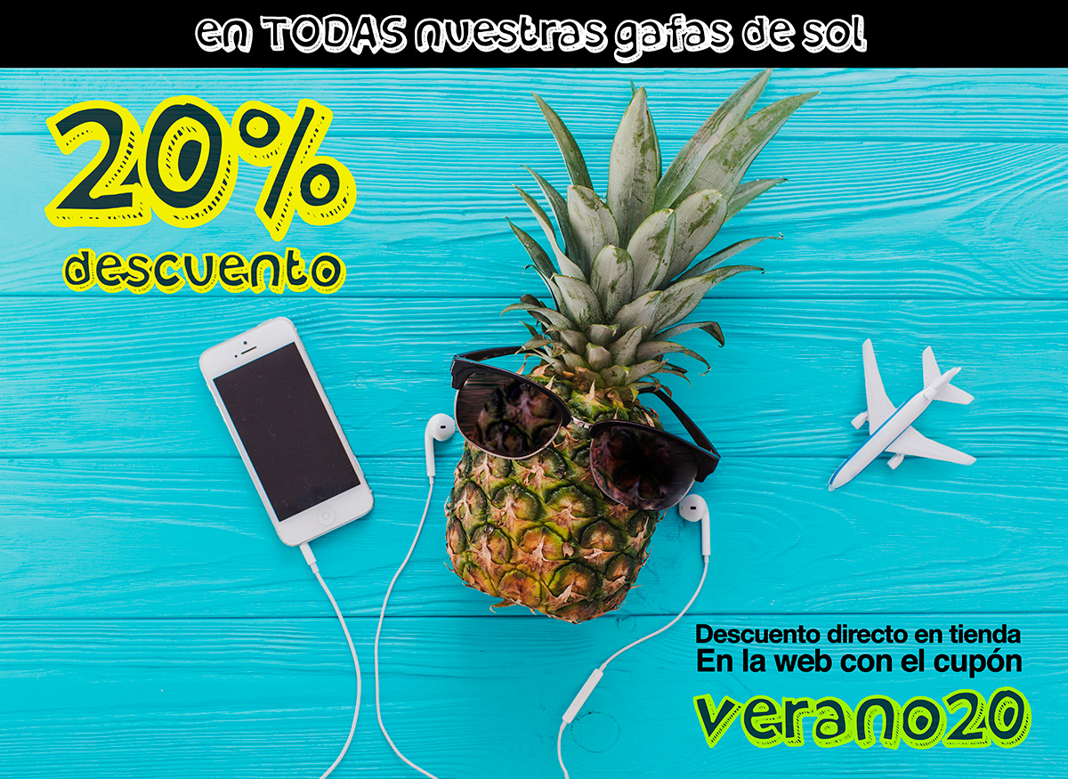 Todas nuestras gafas de sol con un 20% de descuento verano20